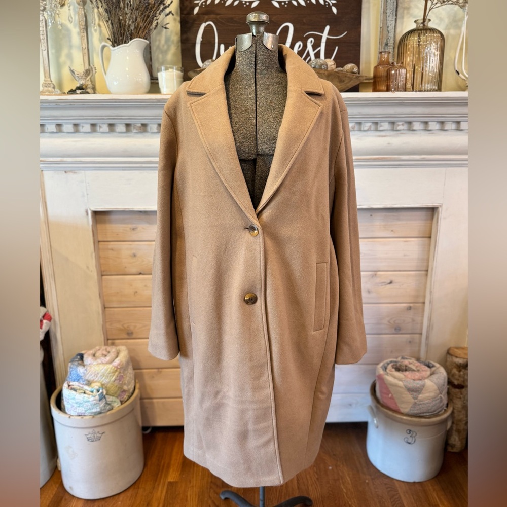 GAP Women’s Relaxed Fit Tan Wool Blend Topcoat Size XL